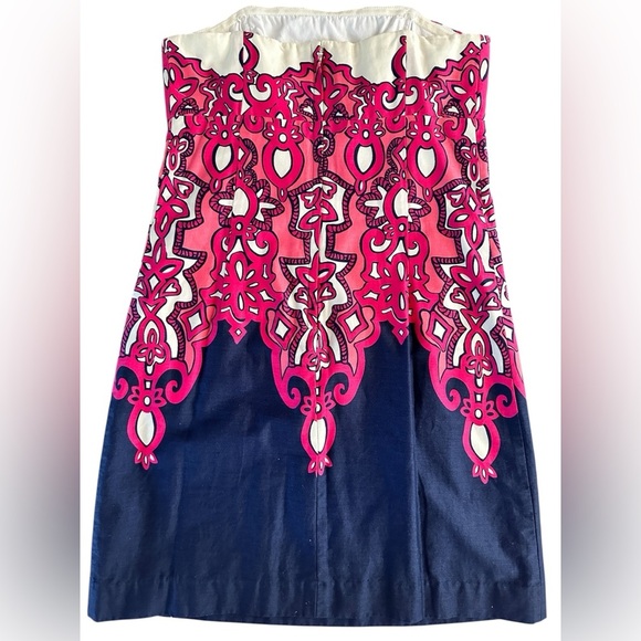 Lilly Pulitzer Worth Shift Strapless Dress Size 4 Pink Navy Print - Picture 8 of 16